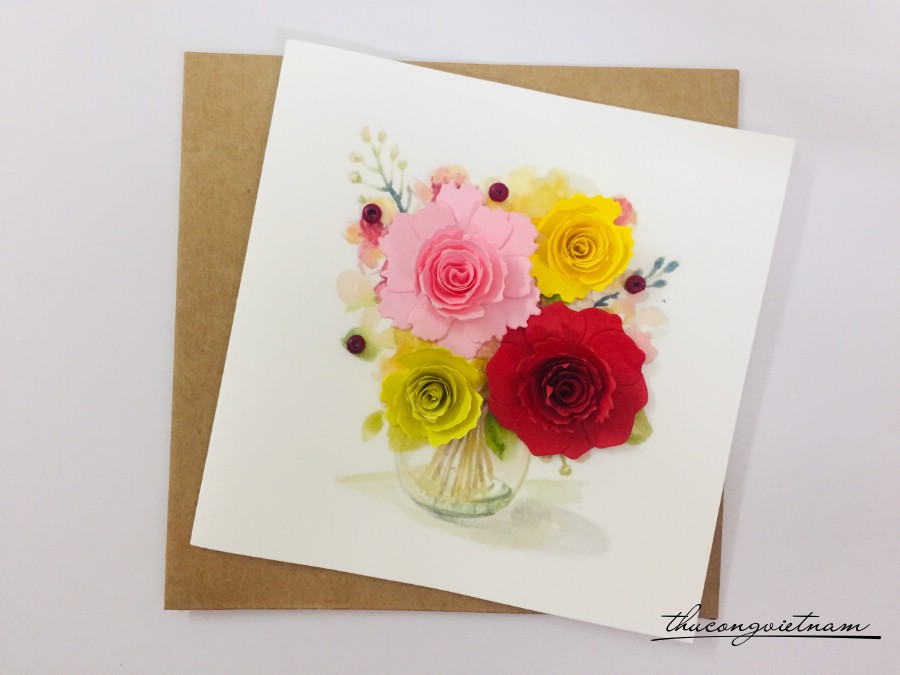 Thiệp quilling 10*10cm - M1