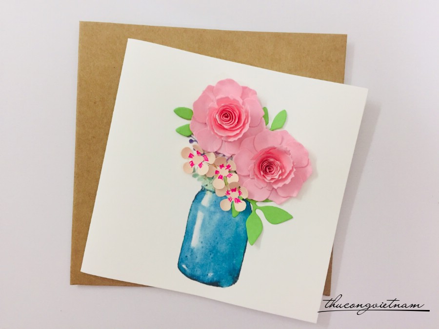 Thiệp quilling 10*10cm - M5 Thiệp quilling 10*10cm - M5