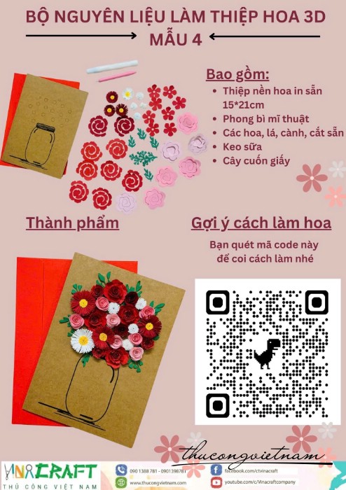 Bộ nguyên liệu làm thiệp hoa 3D - Mẫu 4