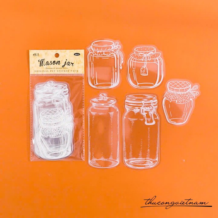 Set decal hình chai lọ - Mason Jar (20c)