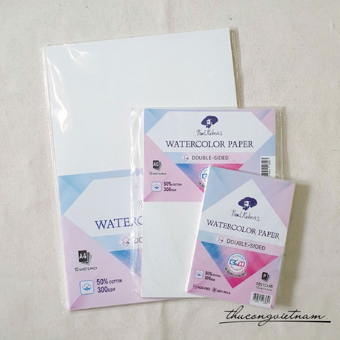 Giấy Vẽ Màu Nước PAUL RUBENS 300GSM nhiều size (10 tờ)