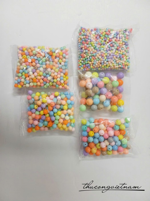 Hạt nhựa Pastel làm thủ công nhiều size
