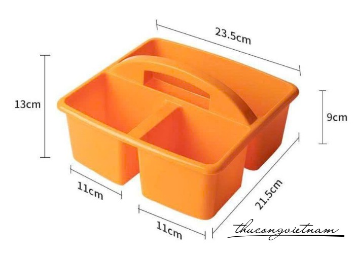 Khay nhựa đựng đồ 3 ngăn có tay cầm