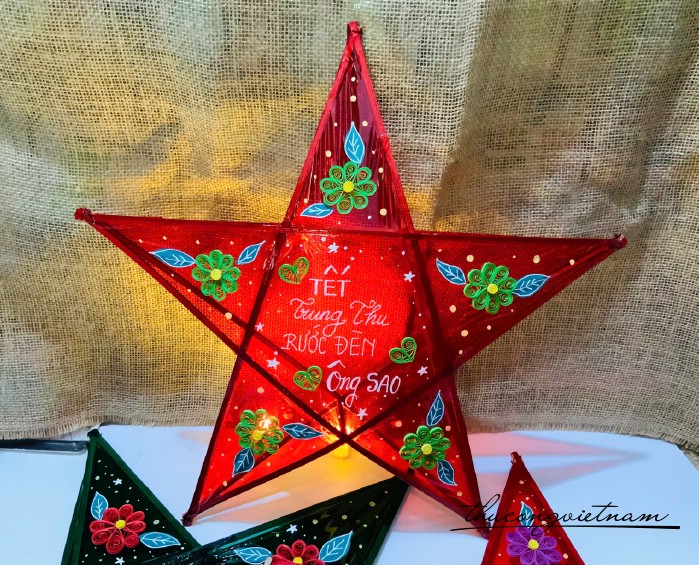 Lồng Đèn Ngôi Sao Giấy Kiếng - Mẫu Hoa Quilling (40cm)