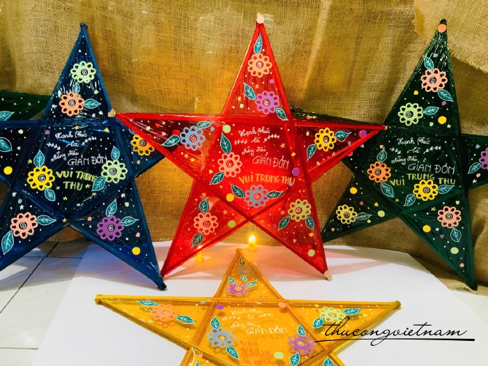 Lồng Đèn Ngôi Sao Giấy Kiếng - Mẫu Vui Trung Thu (30cm)