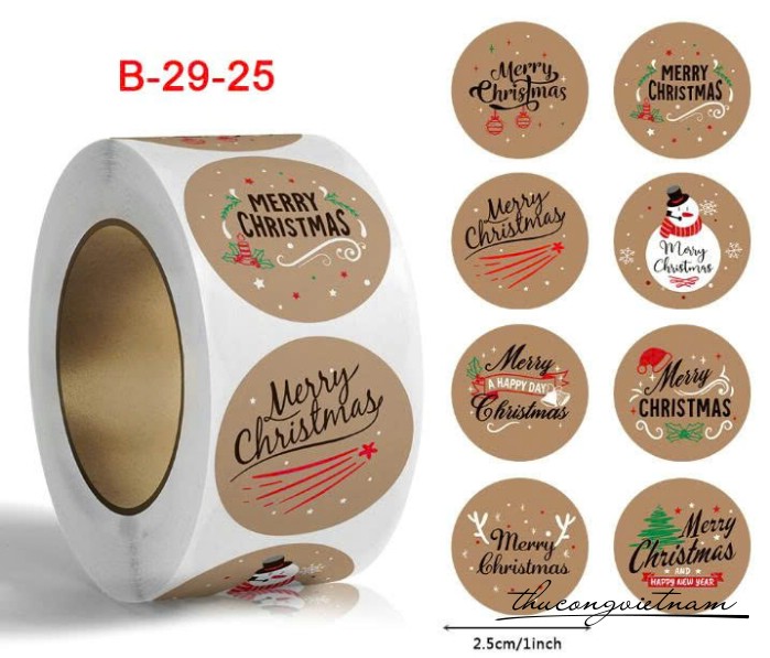 Sticker tròn Giáng Sinh (500 tem) - Mẫu 5