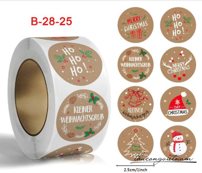 Sticker tròn Giáng Sinh (500 tem) - Mẫu 6
