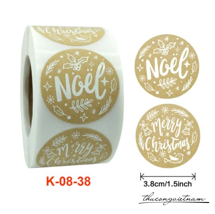 Sticker tròn Giáng Sinh (500 tem) - Mẫu 7