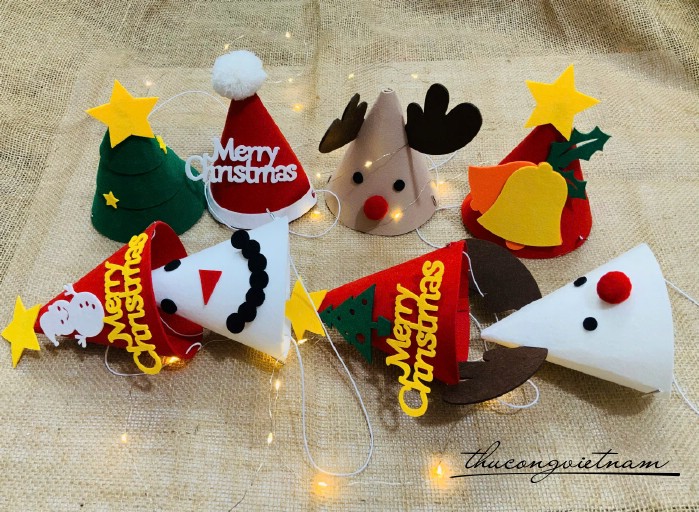 Nón chóp nỉ Giáng Sinh 12x15cm (nhiều mẫu)