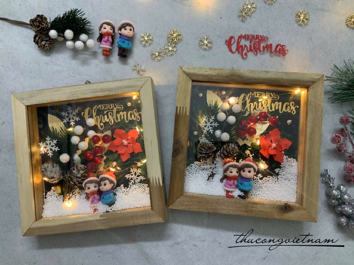 Khung Ảnh Giáng Sinh 3D Gắn Mica – Đèn Led Trang Trí (20x20cm)