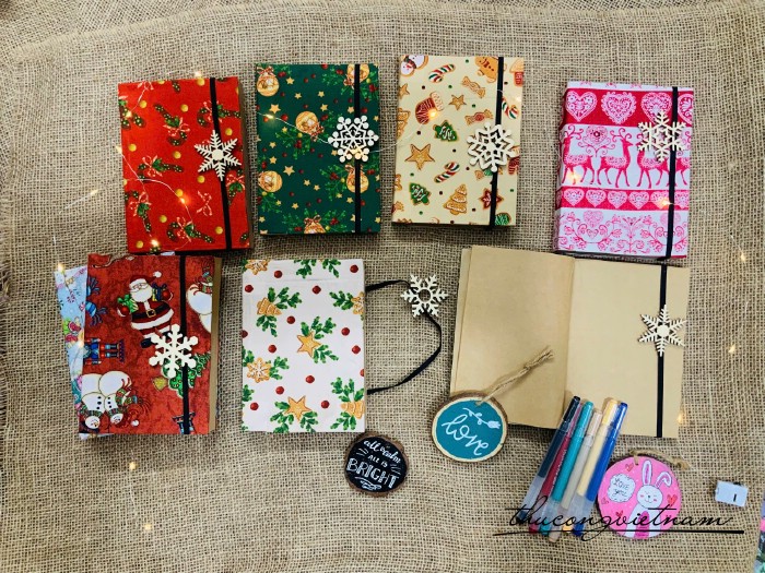 Sổ kraft bọc vải Giáng Sinh (nhiều size, nhiều mẫu)