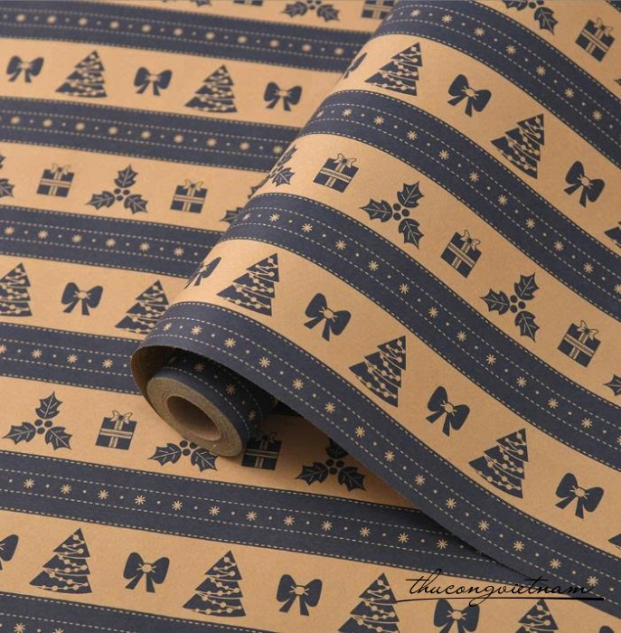 Cuộn giấy kraft Giáng Sinh 43cm*10m - Mẫu 11