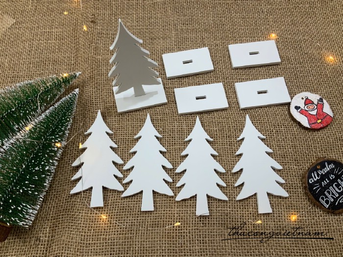 Foam trơn trang trí, họa tiết cắt sẵn - Cây thông có đế