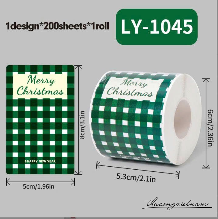 Sticker cuộn lớn khổ 5*8cm (200 tem) mẫu LY các loại