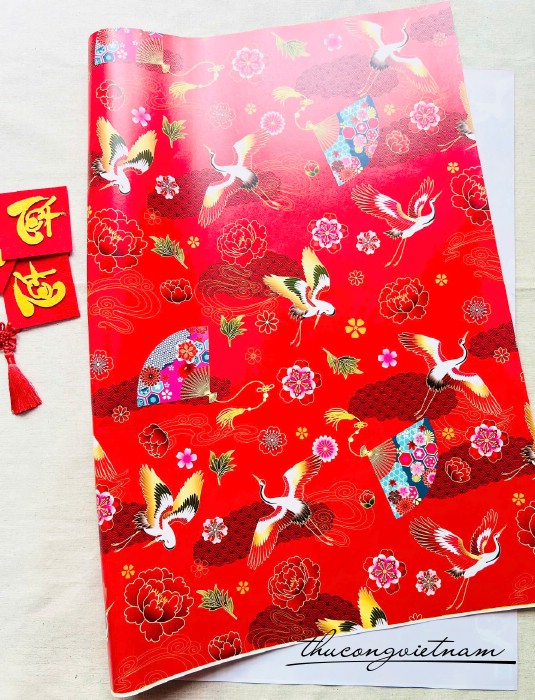 Giấy gói quà Tết 50x70cm – Hạc Vũ Phú Quý