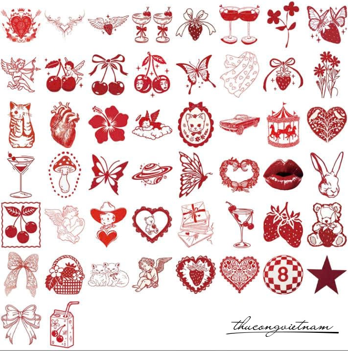 Sticker trang trí - Red Icon & Fairy (50c)