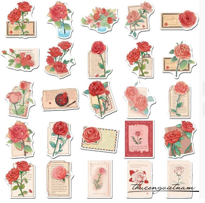 Sticker trang trí - Vintage Rose Garden (50c)
