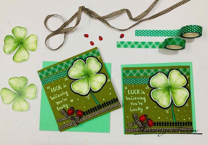 Thiệp Luck xanh lá (15x15cm)