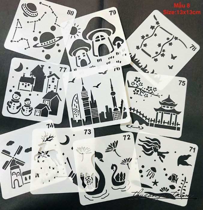 Khuôn vẽ stencil nhiều mẫu