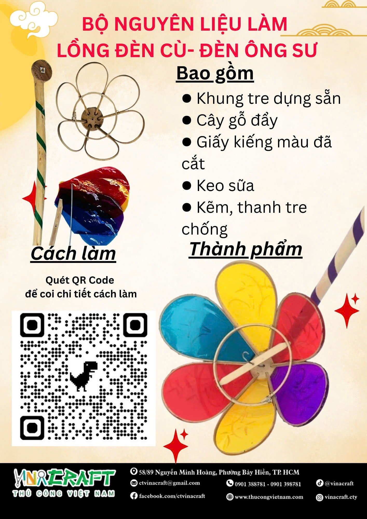 Bộ nguyên liệu làm lồng đèn cù - đèn ông sư (2 size)