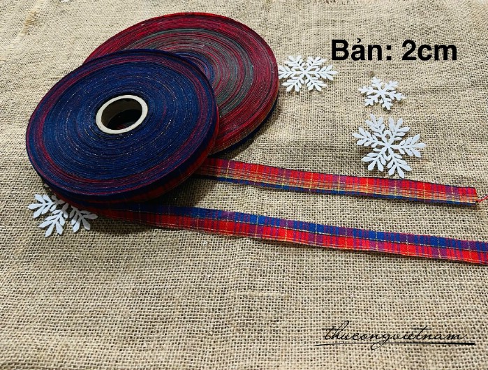 Dây ruy băng sọc Giáng Sinh (bản 2cm)