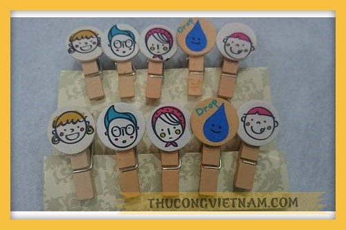 Kẹp gỗ hình hoạt hình vỉ 10 cái