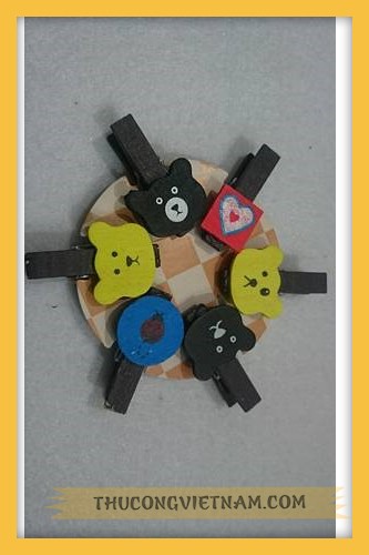 Kẹp gỗ hình gấu vỉ 6 cái