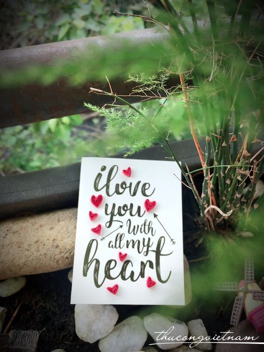 Thiệp tình yêu quilling 7x9cm tim mẫu 7