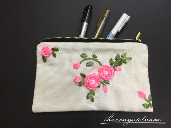 Túi vải bố thêu ruy băng mẫu 6